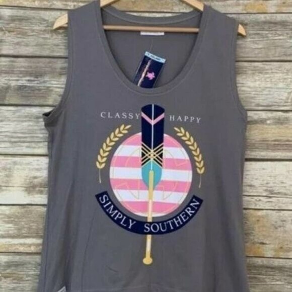 New Simply Southern Classy Happy Oar Tank Top‎ Medium NEW - Picture 2 of 4